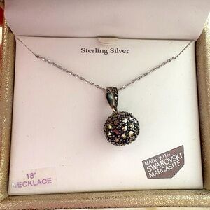 NWOT 925 Sterling Silver Necklace made with Swarovski Marcasite